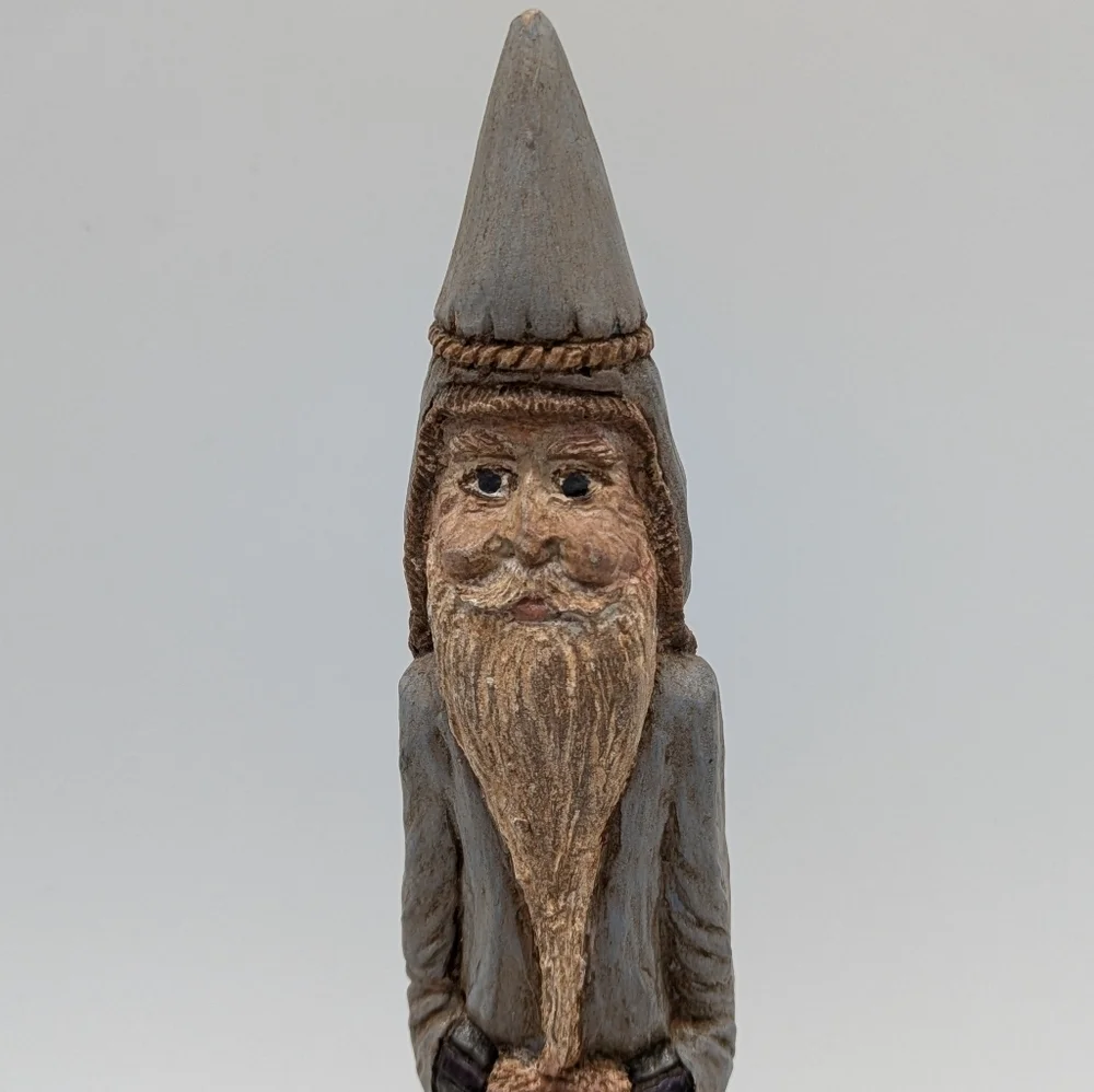 Vintage 1992 Resin Tall Thin Folkart Santa Figure